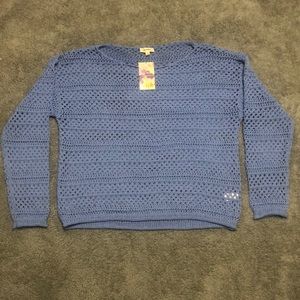 EE Some Periwinkle Crochet Open Knit Sweater size - large